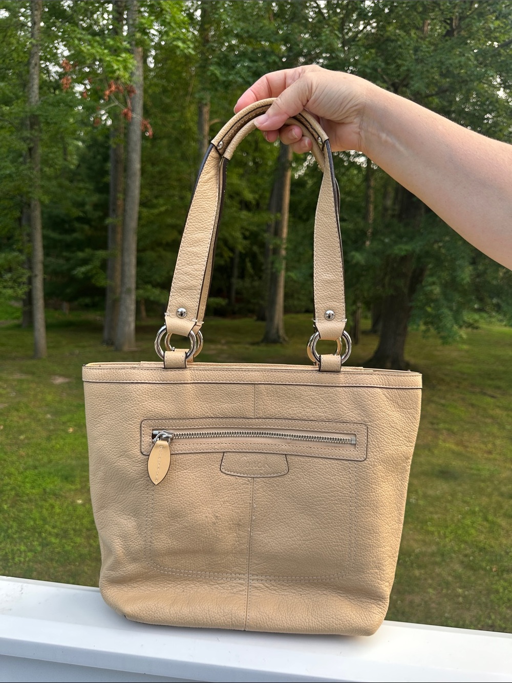 Coach Penelope Pebbled Leather Tote Shoulder Bag Crossbody Cream F14683